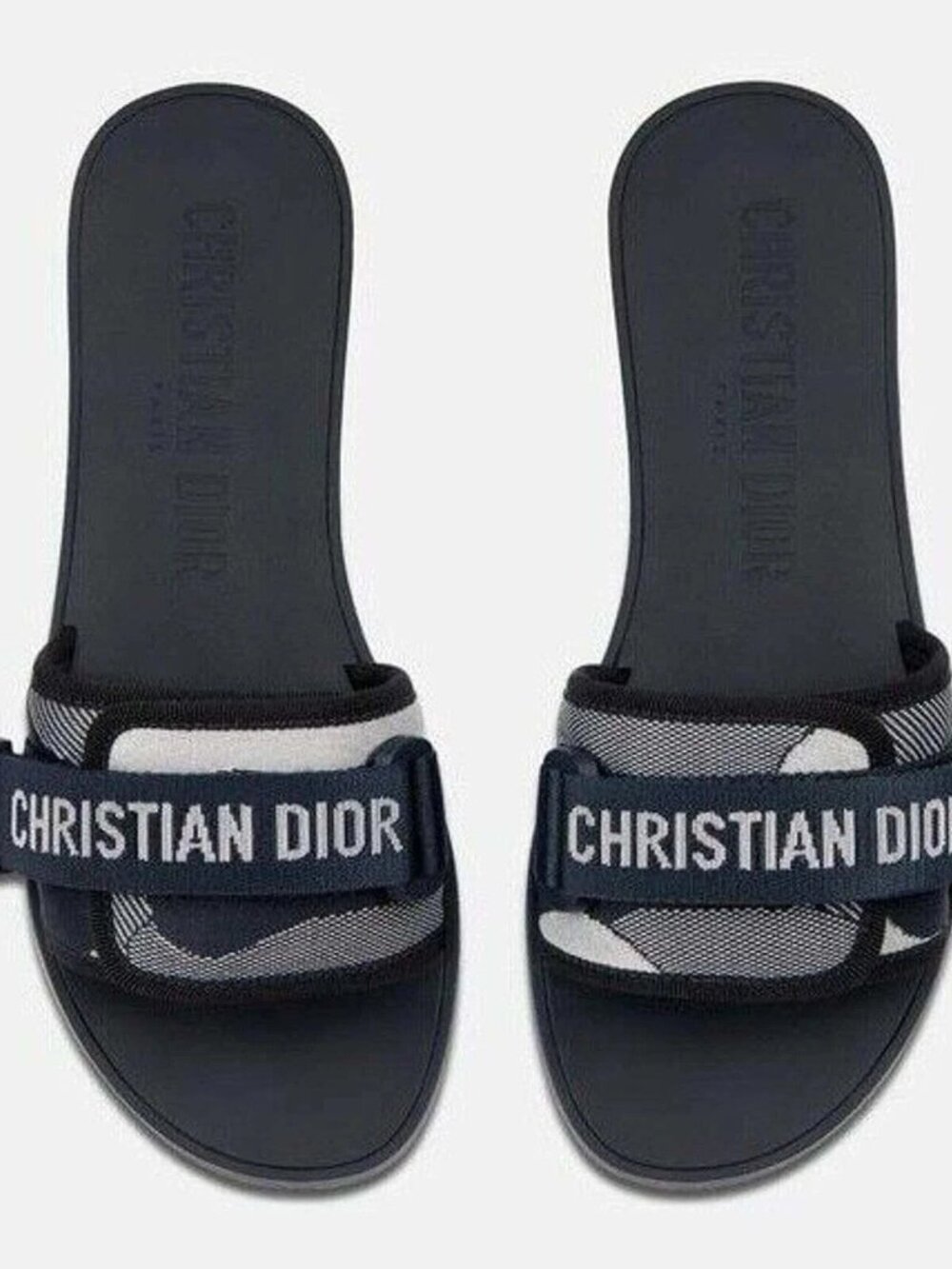 Christian Dior Dio(r)evolution Dway Blue Rubber Logo Slide Mule Size 36